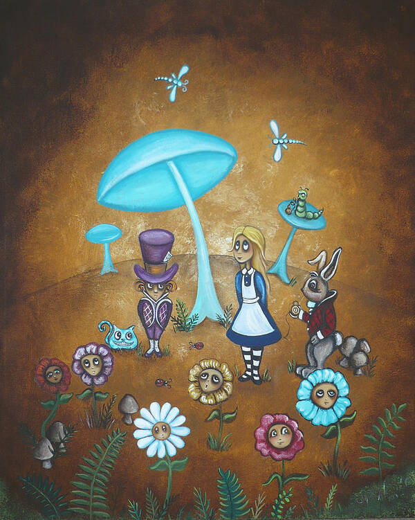 Fairytale Poster featuring the painting Alice in Wonderland - In Wonder by Charlene Murray Zatloukal