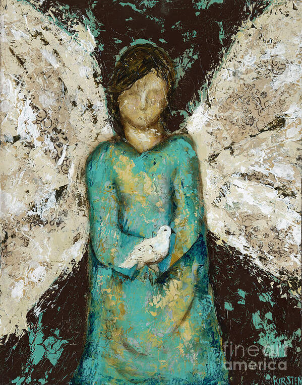 Angel Poster featuring the mixed media Angel and Dove by Kirsten Koza Reed