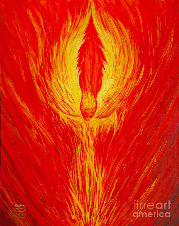 Angel Poster featuring the painting Angel Fire by Nancy Cupp