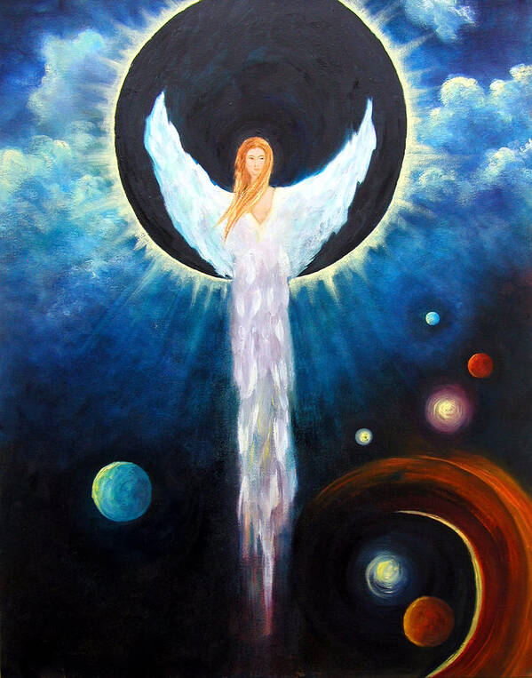 Angel Poster featuring the painting Angel Of The Eclipse by Marina Petro