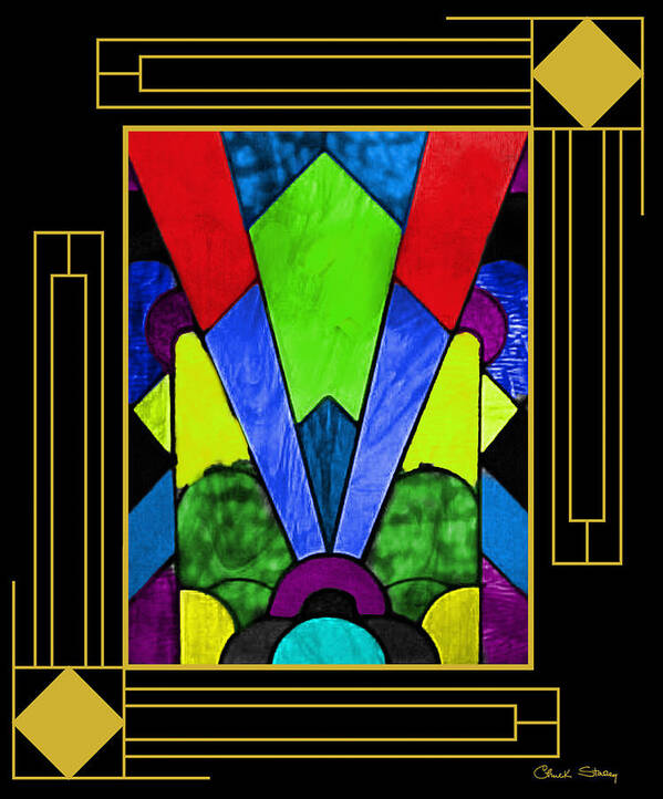 Art Deco Stained Glass 2 Poster featuring the digital art Art Deco - Stained Glass 2 by Chuck Staley