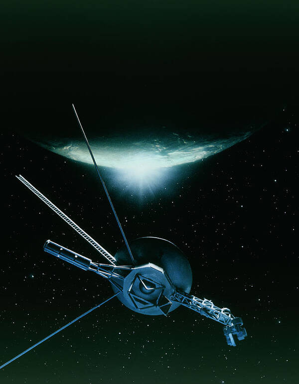 Voyager 2 Poster featuring the photograph Artwork Showing Voyager 2 Leaving Triton by Julian Baum/science Photo Library