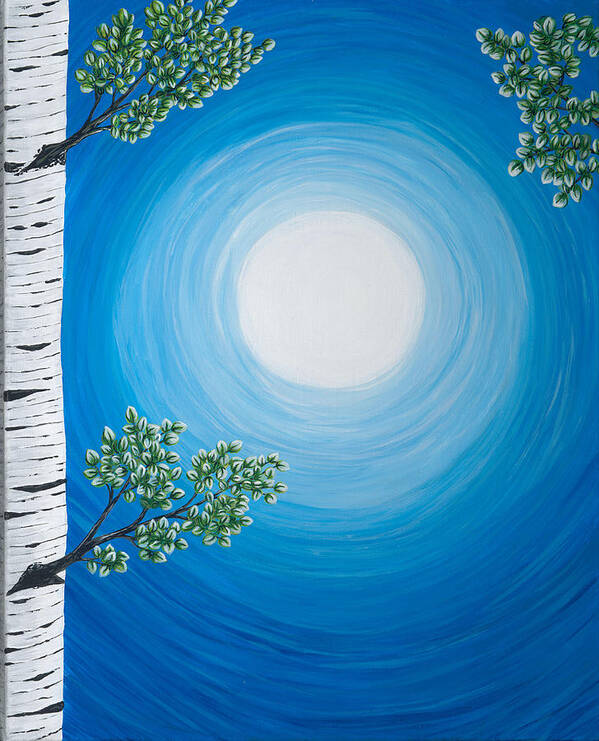 Aspen Poster featuring the painting Aspen Moon 2 triptych by Rebecca Parker