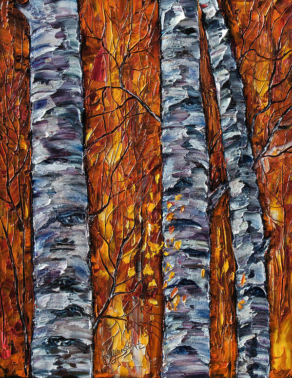 Aspen Tree Poster featuring the painting White Trees original oil painting by Lena Owens - OLena Art Vibrant Palette Knife and Graphic Design