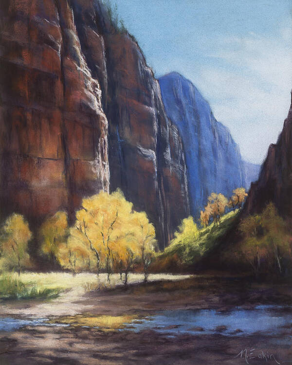 Zion National Park Poster featuring the painting Autumn Light by Marjie Eakin-Petty