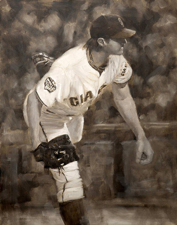 Barry Zito Poster featuring the painting Barry Zito - Redemption by Darren Kerr