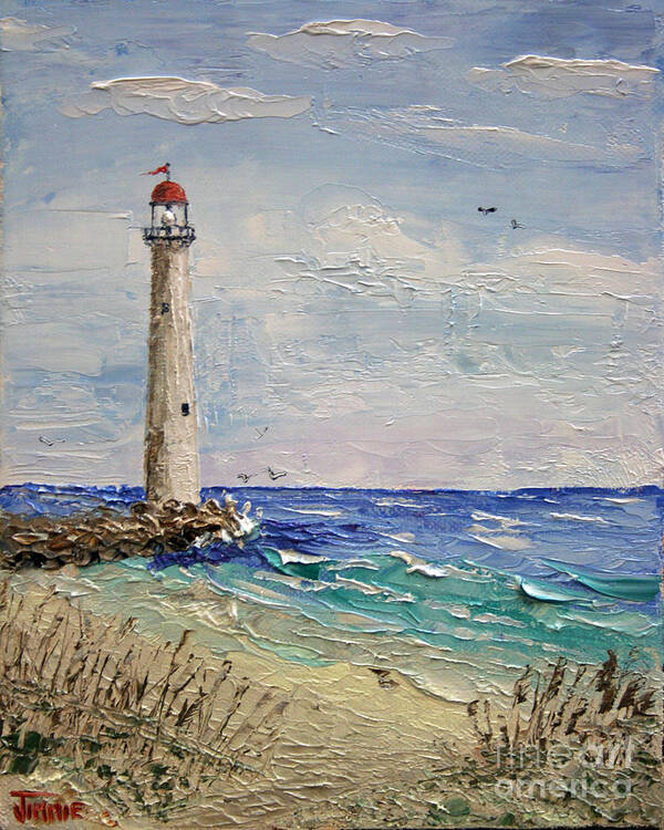 Beach Lighthouse Poster featuring the painting Beach Lighthouse by Jimmie Bartlett