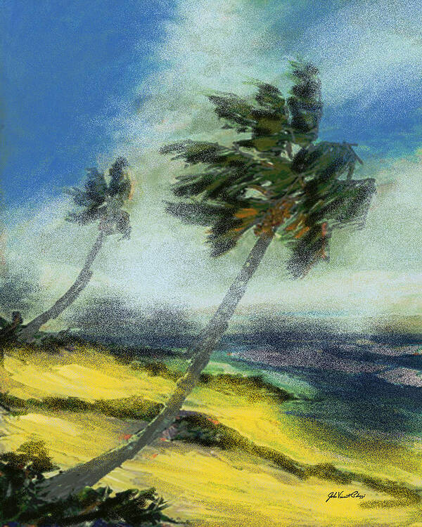 Palozzi Poster featuring the digital art Beach Palms by John Vincent Palozzi