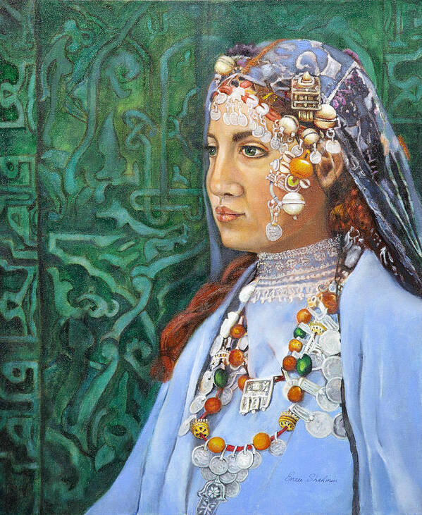 Berber Woman Poster featuring the painting Berber Woman by Portraits By NC