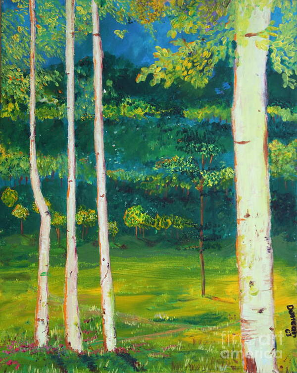 Landscape Poster featuring the painting Birches by Stefan Duncan