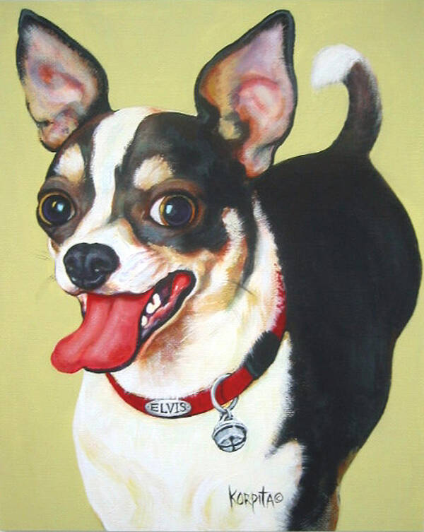 Black And White Chihuahua Poster featuring the painting Black and White Chihuahua by Rebecca Korpita