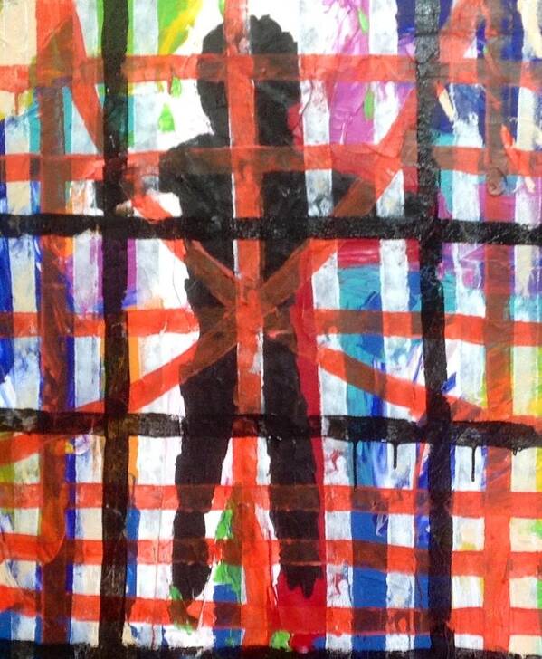 Abstract Poster featuring the painting Black Behind Bars by Russell Simmons