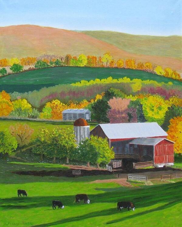 Autumn Color In Pennsylvania Poster featuring the painting Blazing Autumn Color by Barb Pennypacker