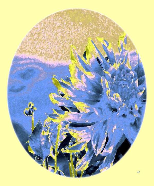 Blue Dahlia Watercolor Poster featuring the digital art Blue Dahlia Watercolor by Will Borden