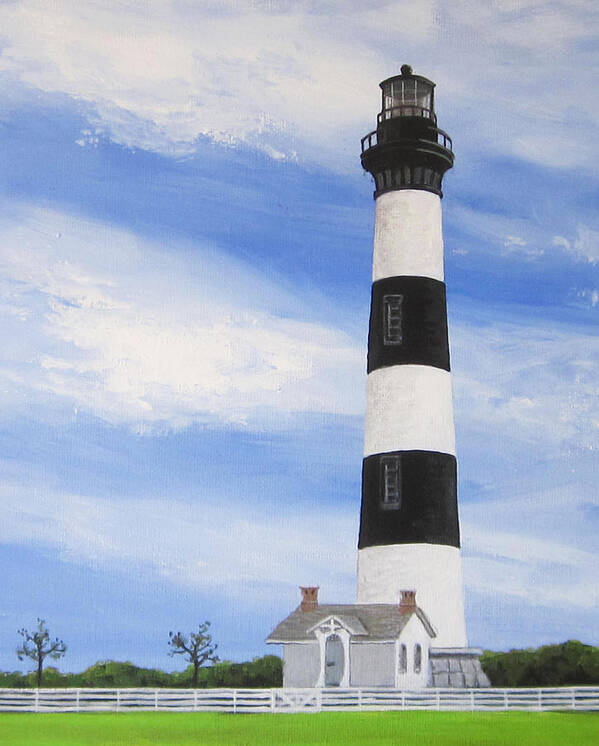 Lighthouse Poster featuring the painting Bodie Island Light by Anne Marie Brown