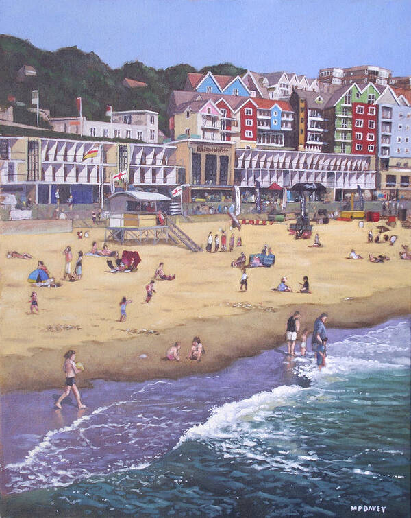 Bournemouth Poster featuring the painting Bournemouth boscombe beach sea front by Martin Davey