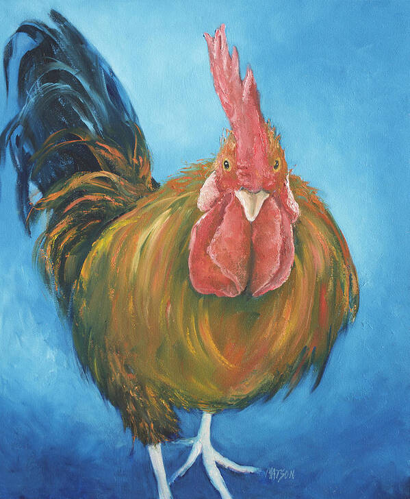 Rooster Poster featuring the painting Brown Rooster by Jan Matson