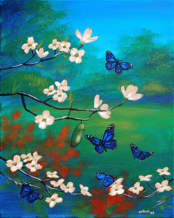 Butterfly Poster featuring the painting Butterfly Blue by Glenn Pollard