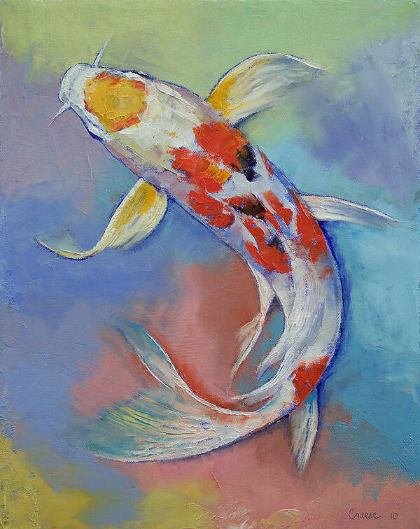 Asian Poster featuring the painting Butterfly Koi Fish by Michael Creese