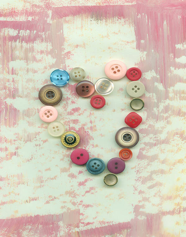 Button Poster featuring the digital art Button Heart by Ann Powell