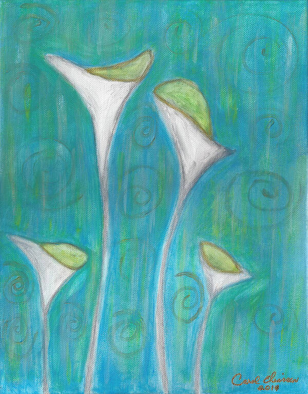 Calla Lilies Poster featuring the painting Calla Lilies by Carol Eliassen