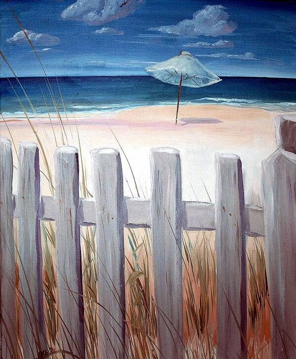 Blue Sky Poster featuring the painting Calm Day at the Seashore by Bernadette Krupa