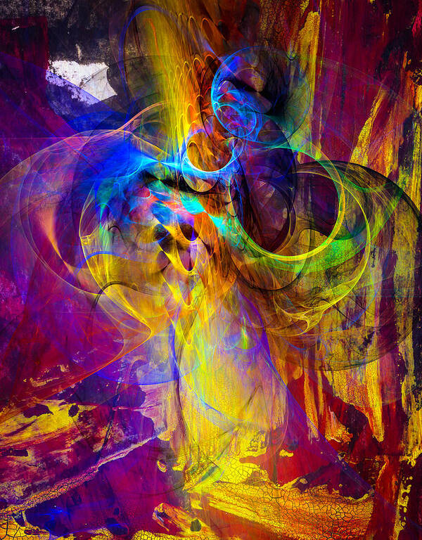 Abstract Poster featuring the digital art Camp fire story by Modern Abstract