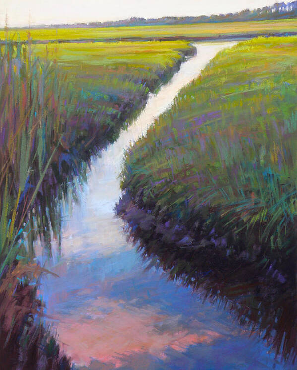 Cape Cod Poster featuring the painting Cape Marsh by Ed Chesnovitch