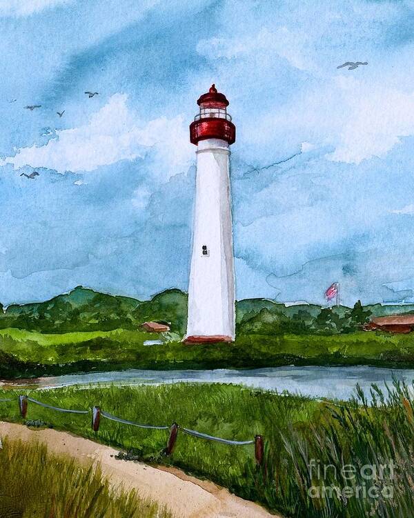 Cape May Lighthouse Poster featuring the painting Cape May Light by Nancy Patterson