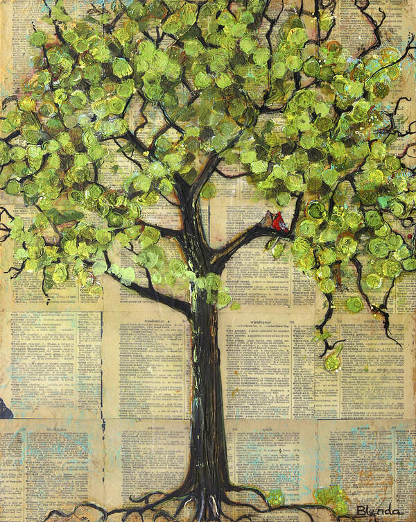 Art Poster featuring the painting Tree of Knowledge Cardinals by Blenda Studio