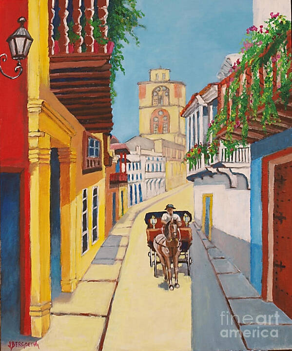 Cartagena De Indias Poster featuring the painting Cartagena's Calash by Jean Pierre Bergoeing