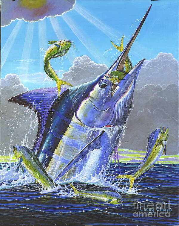 Marlin Poster featuring the painting Catch em up Off0029 by Carey Chen