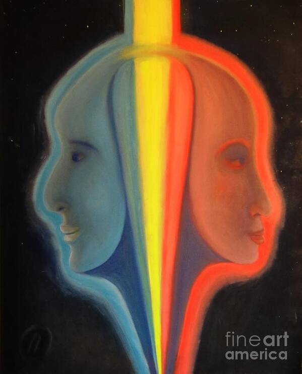 Threefold Poster featuring the painting Chama Trina by Corinna Lorena Carrara