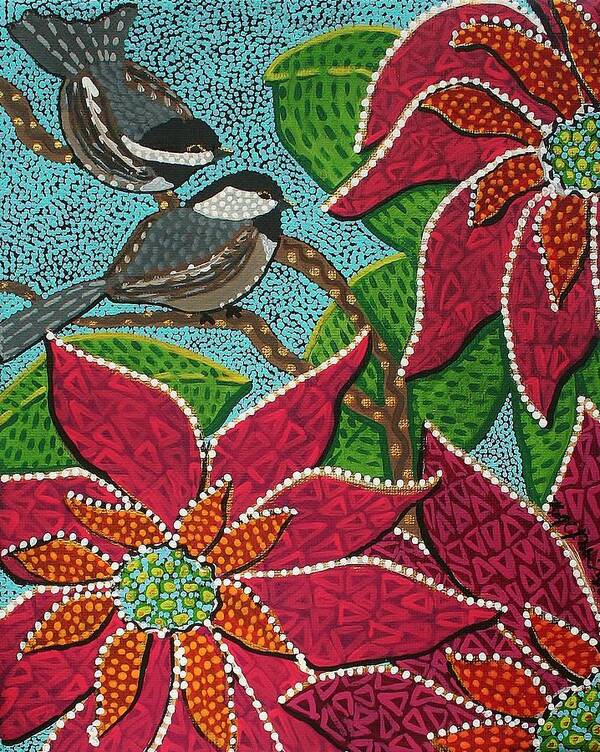 Birds Poster featuring the painting Chickadee's At Winter Time by Kelly Nicodemus-Miller