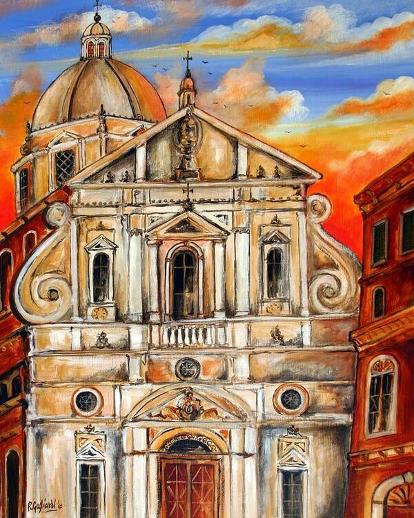 Roma Poster featuring the painting Chiesa del Gesu Roma by Roberto Gagliardi