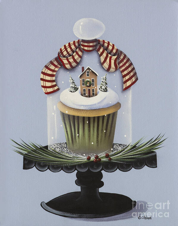 Art Poster featuring the painting Christmas Cupcake by Catherine Holman