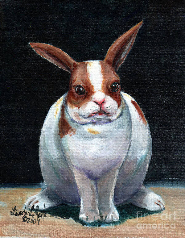 Rabbit Poster featuring the painting Chubby Bunnie by Linda L Martin