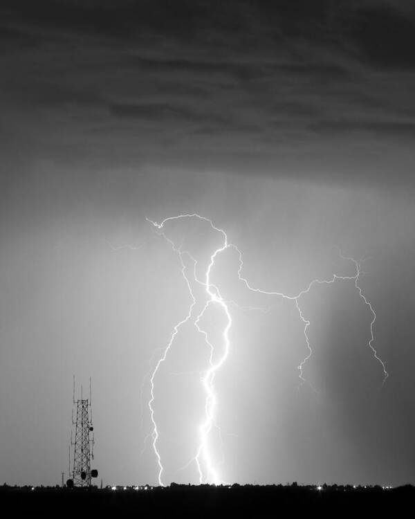Lightning Poster featuring the photograph Comparing Data In Black and White by James BO Insogna