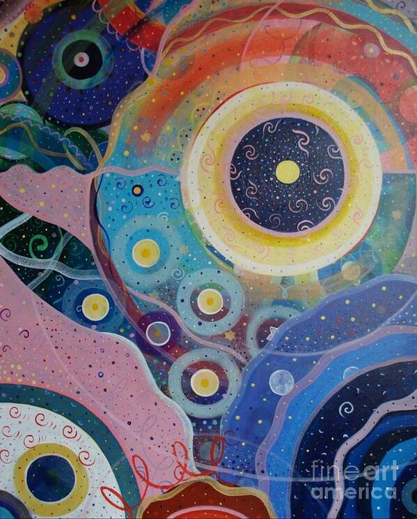 Circles Poster featuring the painting Cosmic Carnival Vl aka Circles by Helena Tiainen