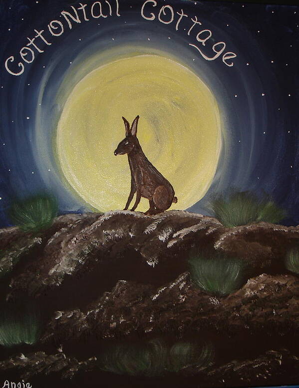 Rabbit Poster featuring the painting Cottontail Cottage by Angie Butler
