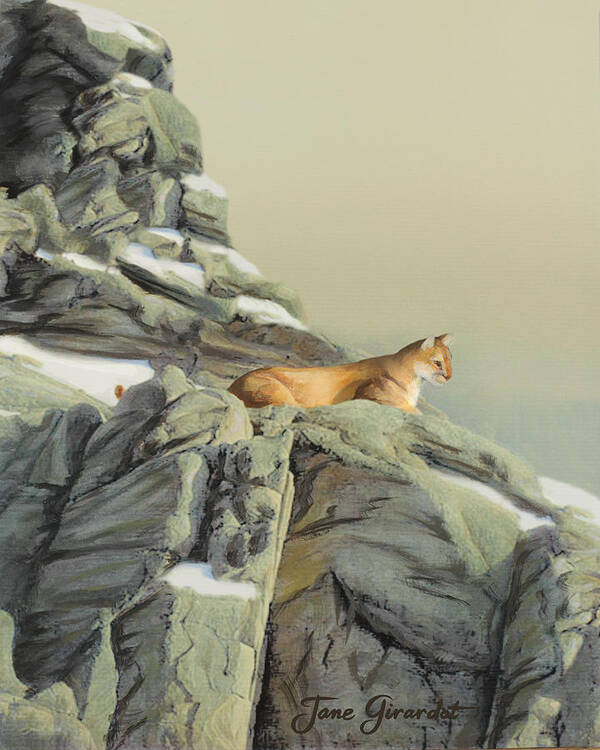 Cougar Poster featuring the painting Cougar Perch by Jane Girardot