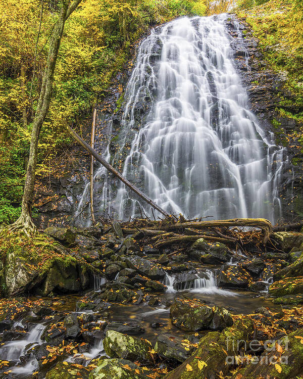 Crabtree Falls Poster featuring the photograph Crabtree Falls in yellow by Anthony Heflin