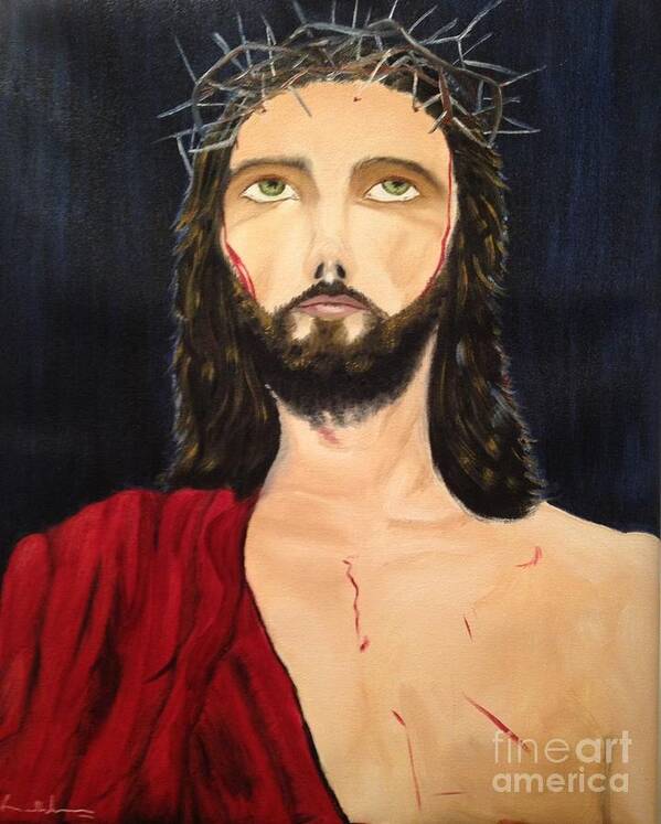 Jesus Poster featuring the painting Crown of Thorns by Brindha Naveen