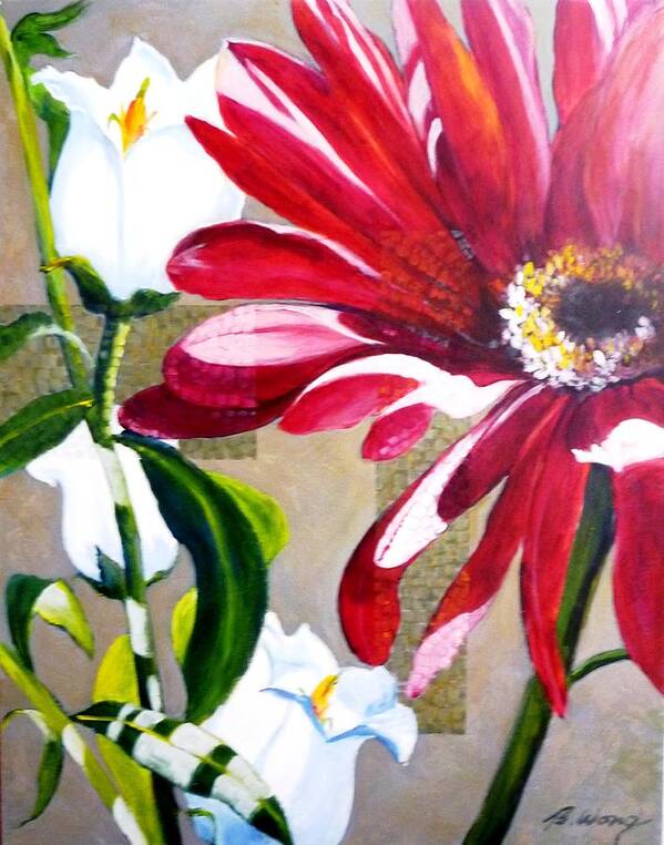 Floral Poster featuring the painting Daisy Delight by Betty M M Wong