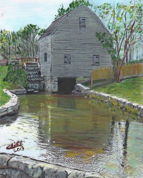 Nature Poster featuring the painting Dexter's Grist Mill - Cape Cod by Cliff Wilson