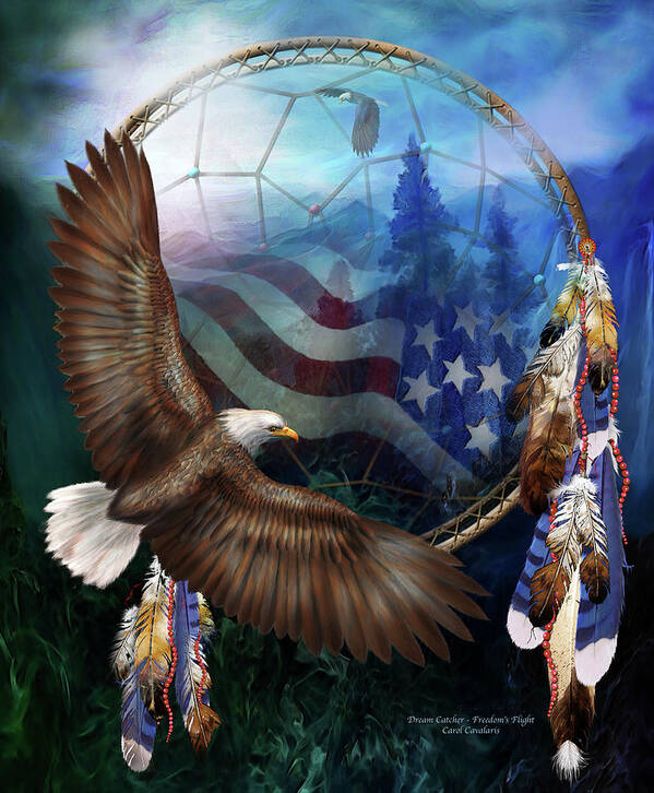 Carol Cavalaris Poster featuring the mixed media Dream Catcher - Freedom's Flight by Carol Cavalaris