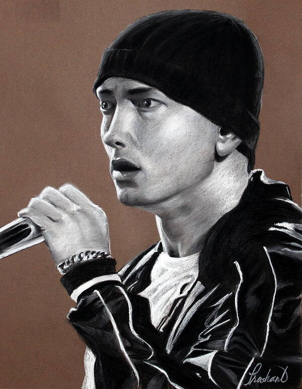 Eminem Poster featuring the painting Eminem - SlimShady - Marshall Mathers - Portrait by Prashant Shah