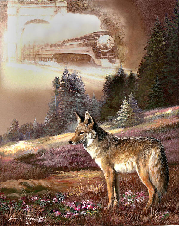 Animal Painting Poster featuring the painting Encounter with the iron hors by Regina Femrite