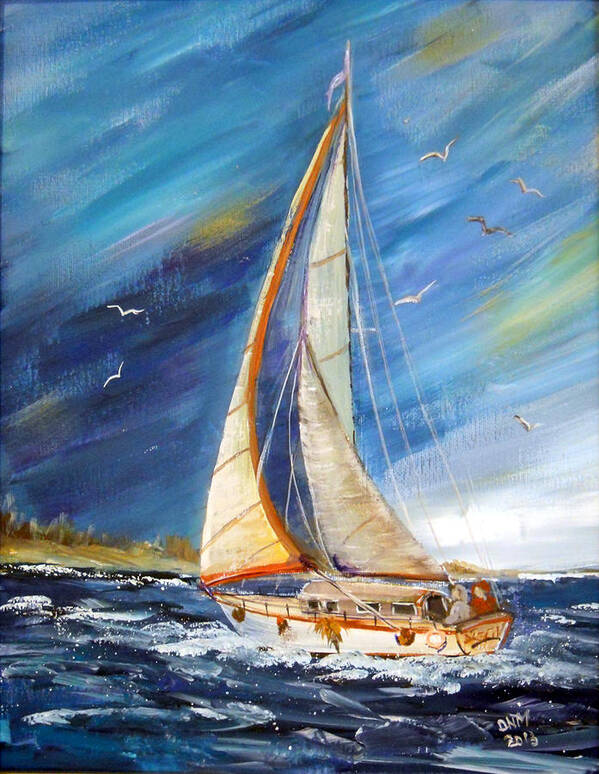 Evening Poster featuring the painting Evening Sailing by Dorothy Maier