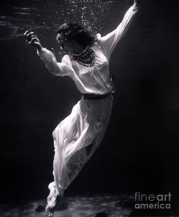 Fashion Poster featuring the photograph Fashion Model Underwater, 1939 by Science Source